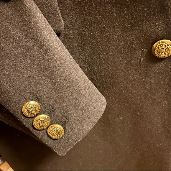 NWT Ralph Lauren Crest-Patch Wool-Blend Coat Size 12 Black - Picture 8 of 11